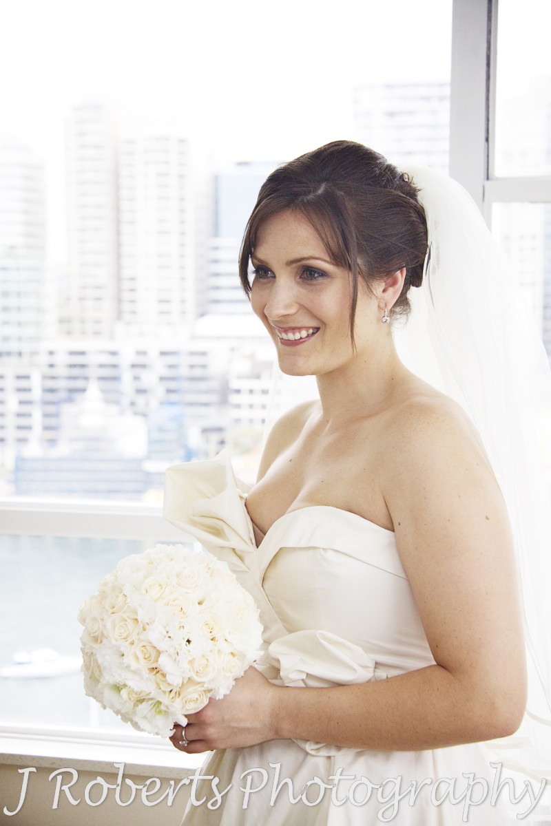 Bride smiling before wedding - wedding photography sydney
